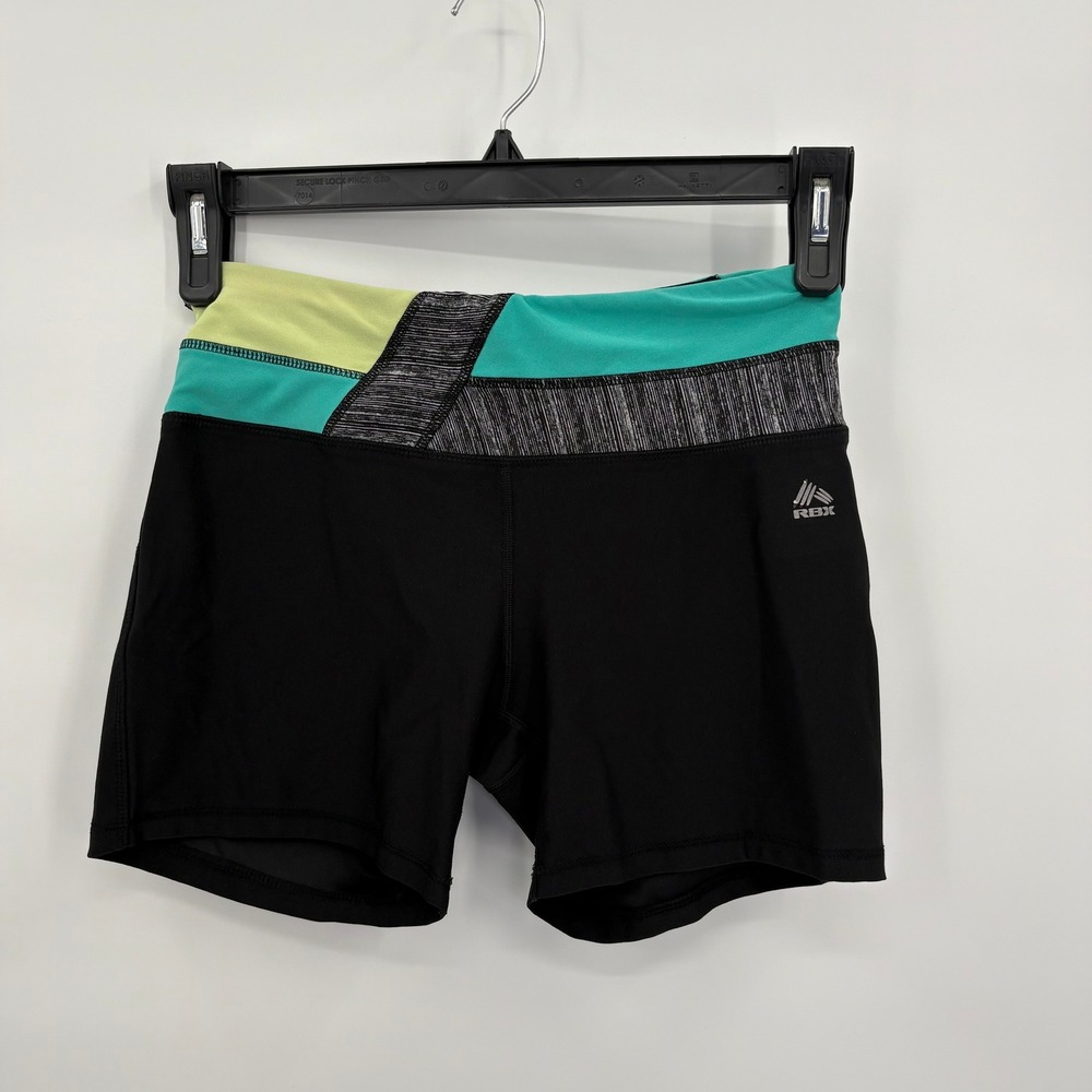RBX Women Black Colorblock Compression AthleticShorts CR577 Size M Hidden Pocket